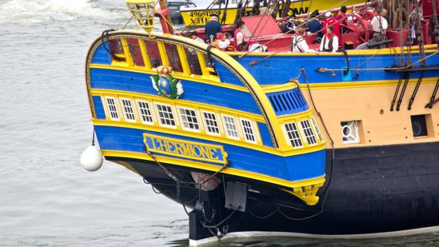 Hermione, or L'Hermione, docked in Yorktown in June. Photo by Daily Press